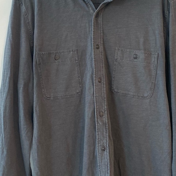 Faherty Seasons Regular Fit Long Sleeve Gray Cotton Knit Button Down Shirt Sz L - Picture 5 of 7